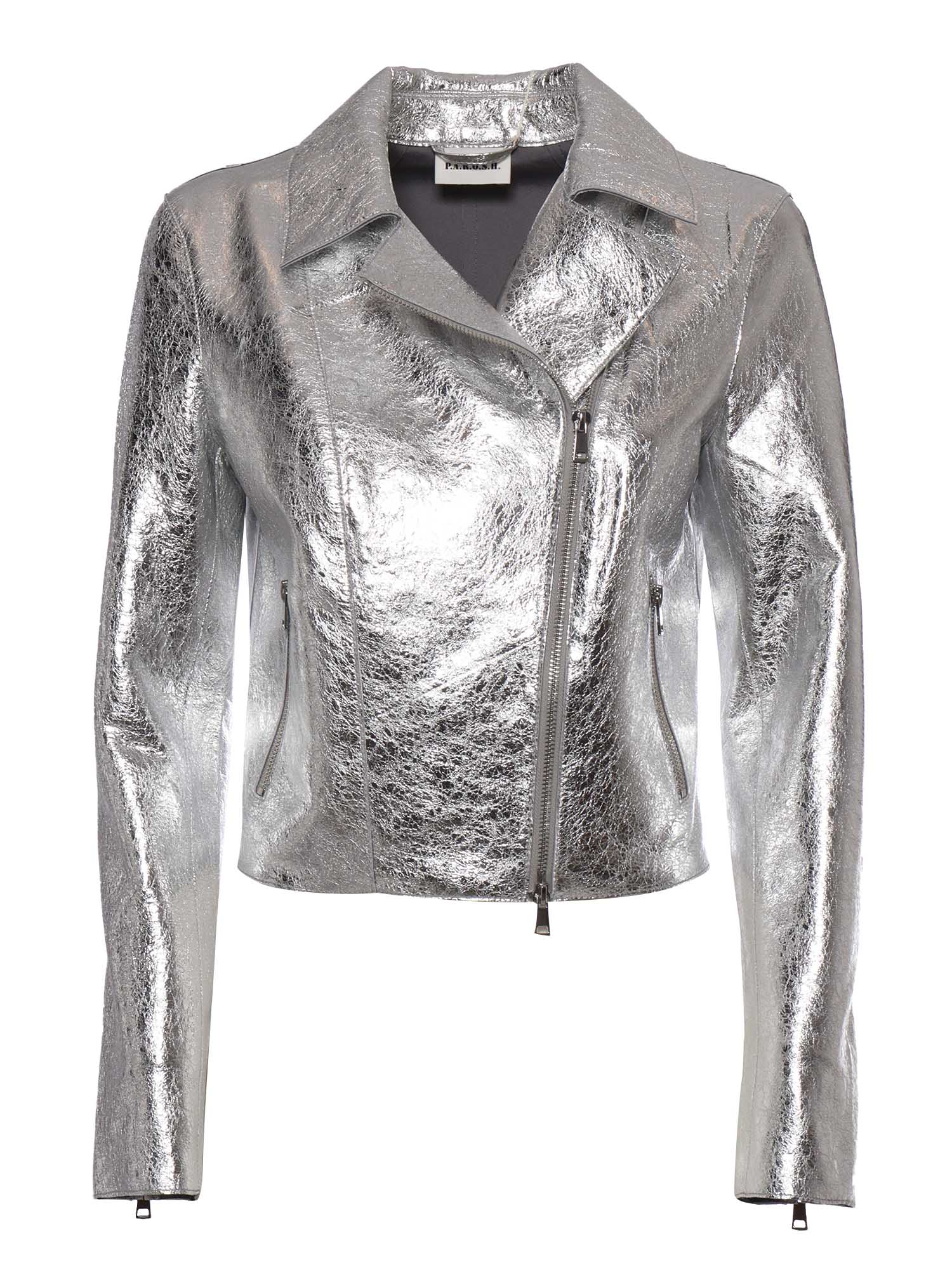 P. A.R. O.S. H. Silver biker jacket Lamb Leather – Women