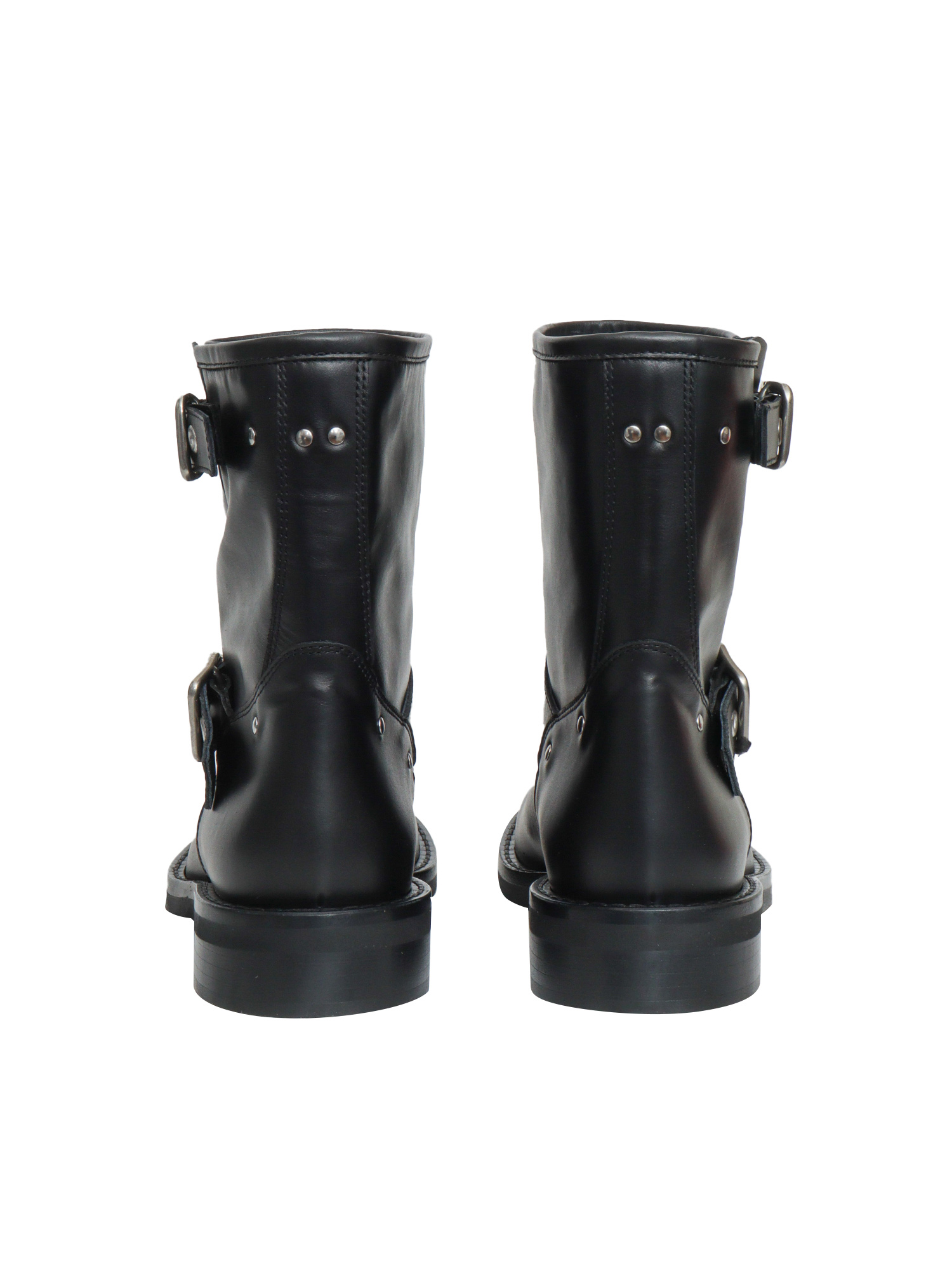 Via Roma 15 Black biker boots Leather Sole Booties – Women