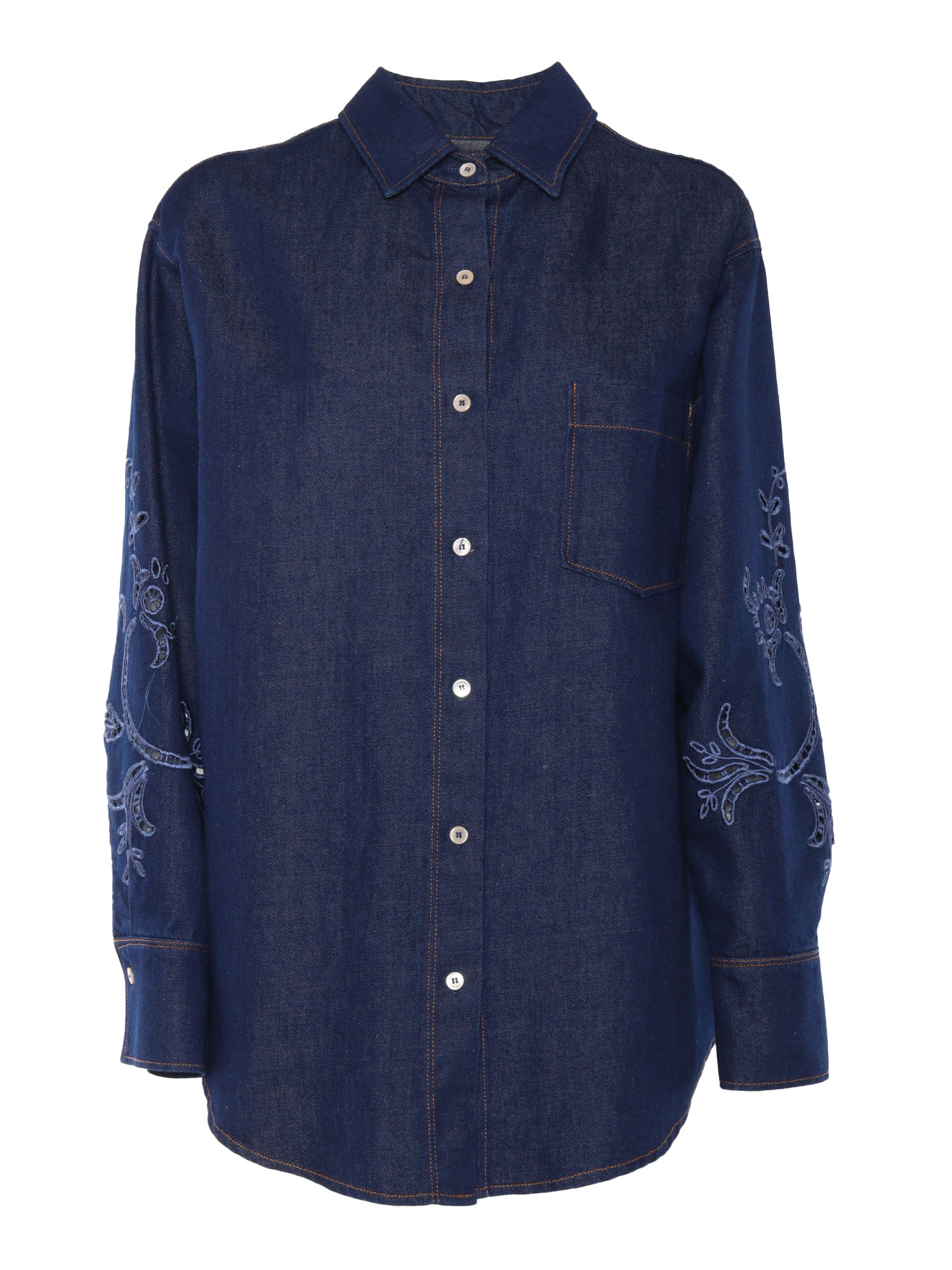 Forte Forte Dark blue denim shirt Cotton Linen – Women